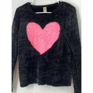 Girls youth Oshkosh black plush size 14 pull over sweater 5739